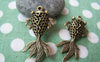 Accessories - 2 Pcs Of Antique Bronze Filigree Goldfish Pendants Charms 20x41mm A1799