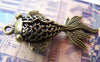 Accessories - 2 Pcs Of Antique Bronze Filigree Goldfish Pendants Charms 20x41mm A1799