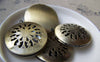 Accessories - 2 Pcs Of Antique Bronze Filigree Round Photo Lockets 32mm A3673