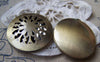 Accessories - 2 Pcs Of Antique Bronze Filigree Round Photo Lockets 32mm A3673