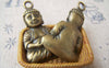 Accessories - 2 Pcs Of Antique Bronze Sitting Buddha Charms 24x34mm A2497