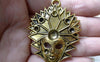 Accessories - 2 Pcs Of Antique Gold Halloween Devil Mask Pendants Charms 43x54mm A6031