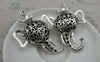 Accessories - 2 Pcs Of Antique Silver Filigree 3D Elephant Crown King Pendants 40x59mm A5919