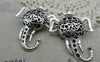 Accessories - 2 Pcs Of Antique Silver Filigree 3D Elephant Crown King Pendants 40x59mm A5919