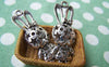 Accessories - 2 Pcs Of Antique Silver Filigree Rabbit Charms Pendants 15x38mm A1142