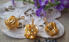 Accessories - 2 Pcs Of Gold Plated Brass Filigree 3D Crown Charms 13x19mm A2770