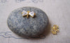 Accessories - 2 Pcs Of Gold Tone Brass Bow Tie White Zircon Connectors 6x10mm A4992