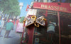 Accessories - 2 Pcs Of Gold Tone Brass Bow Tie White Zircon Connectors 6x10mm A4992