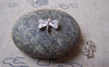 Accessories - 2 Pcs Of Silver Tone Brass Bow Tie White Zircon Connectors 6x10mm A4991