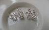 Accessories - 2 Pcs Of Silver Tone Brass Double Bow Tie White Zircon Connectors 19mm A6682