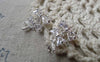 Accessories - 2 Pcs Of Silver Tone Brass Double Bow Tie White Zircon Connectors 19mm A6682