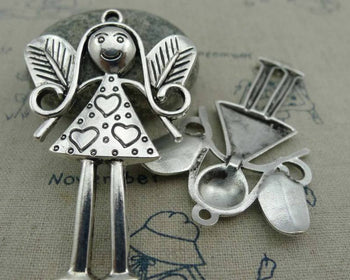 Accessories - 2 Pcs Of Tibetan Silver Antique Silver Fairy Pendants Charms 38x58mm A1553