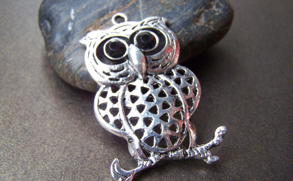 Accessories - 2 Pcs Of Tibetan Silver Antique Silver Owl Pendants 33x50mm A1841