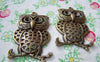 Accessories - 2 Pcs Owl Pendants Rhinestone Charms 33x50mm A120