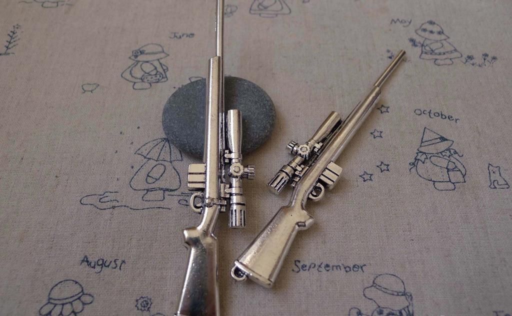 Accessories - 2 Pcs Silver Sniper Gun Rifle Pendants Charms 27x120mm A7486
