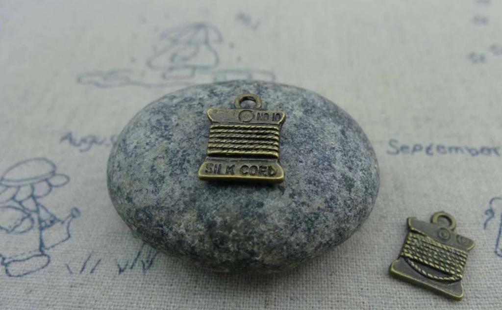 Accessories - 20 Pcs Antique Bronze Bead Silk Cord Reel Charms 10x11mm A3437