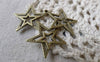 Accessories - 20 Pcs Antique Bronze Double Star Charms 21x23mm A6746