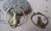 Accessories - 20 Pcs Antique Bronze Filigree Cat And Mouse Round Charms 25x31mm A655