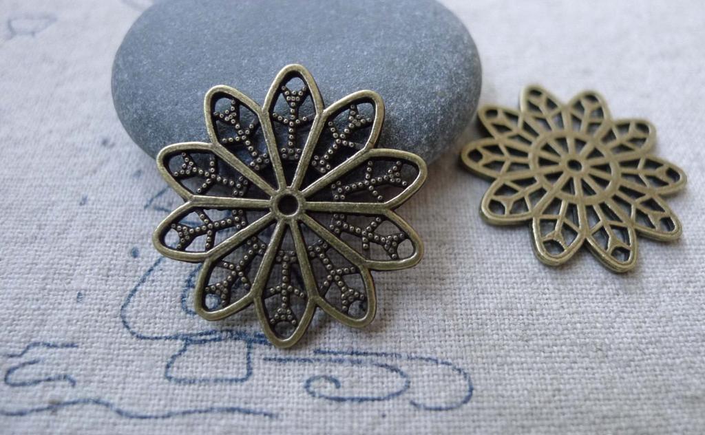 Accessories - 20 Pcs Antique Bronze Filigree Flower Snowflake Connectors Charms 25mm A7725