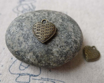 Accessories - 20 Pcs Antique Bronze Lovely Woven Heart Charms 11x12mm A6844