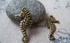 Accessories - 20 Pcs Antique Bronze Seahorse Charms Double Sided 16x32mm A5768