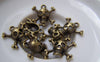 Accessories - 20 Pcs Antique Bronze Skull And Crossbones Charms 15x16mm A5221