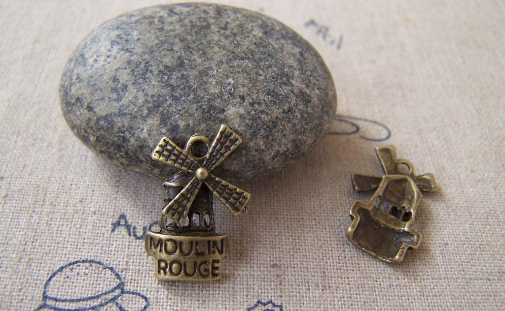 Accessories - 20 Pcs Antique Bronze Windmill Charms Pendants 13x20mm A5229
