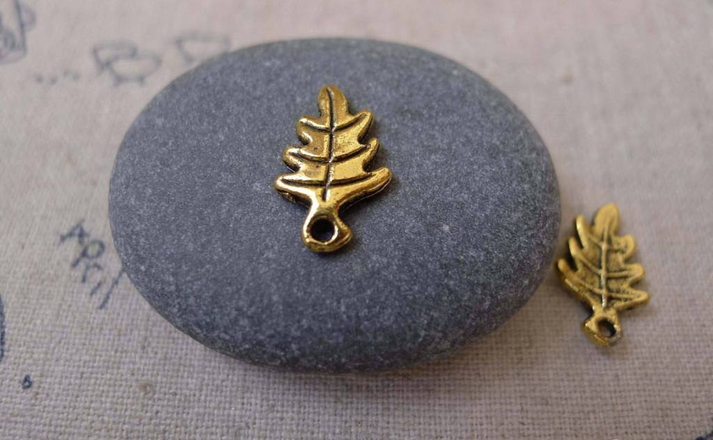 Accessories - 20 Pcs Antique Gold Leaf Charms 9x15mm A7475