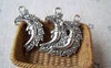 Accessories - 20 Pcs Antique Silver Crescent Moon Face Charms 15.5x27mm A5321