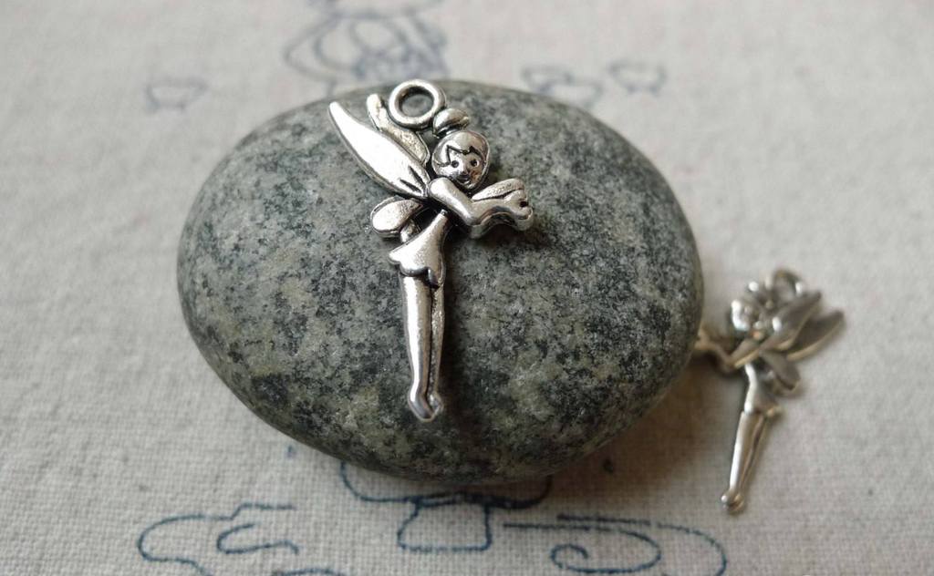 Accessories - 20 Pcs Antique Silver Fairy Charms 16x25mm Double Sided A6569