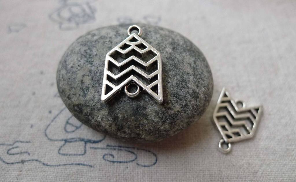 Accessories - 20 Pcs Antique Silver Filigree Arrow Symbol Connectors Charms 13x20mm A6692