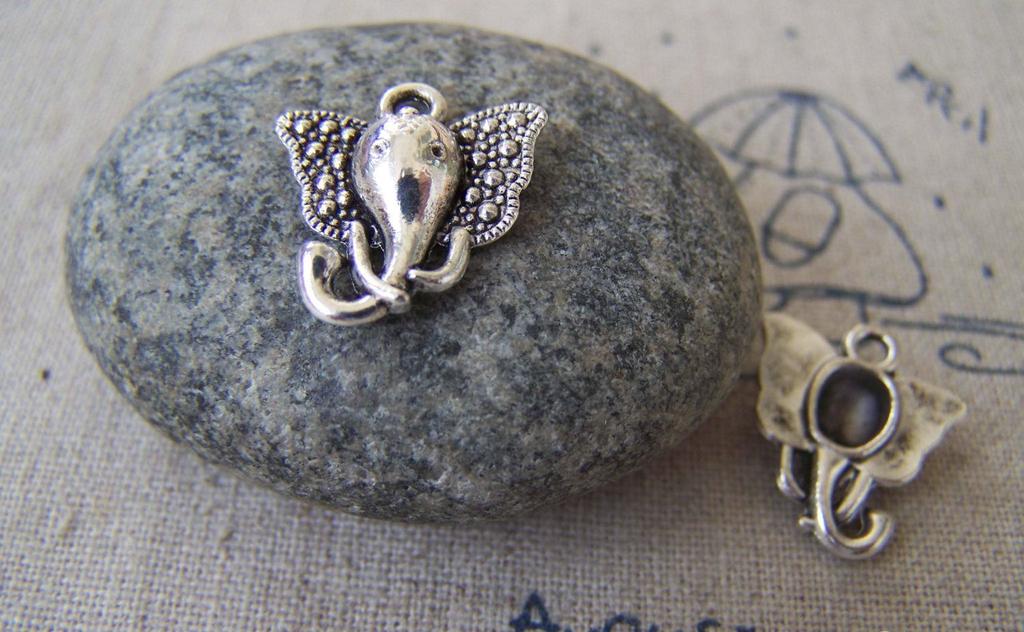 Accessories - 20 Pcs Antique Silver Ivory Elephant Charms 15x16mm A595