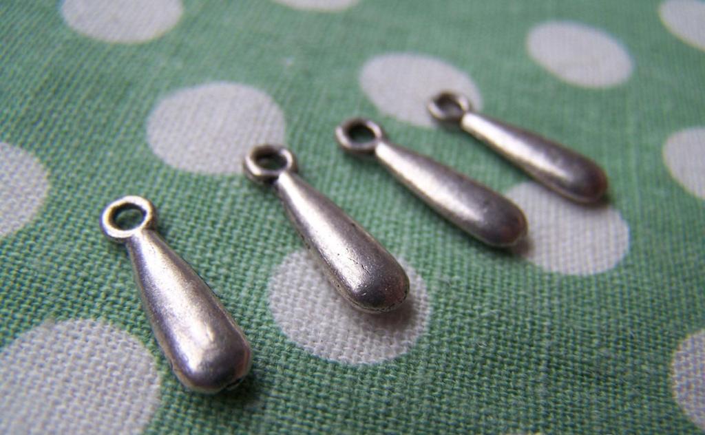 Accessories - 20 Pcs Antique Silver Long Tear Drop Teardrop Charms 5x16mm A971