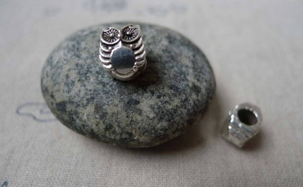 Accessories - 20 Pcs Antique Silver Owl Beads Charms 8x10mm Double Sided A5832
