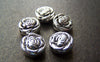 Accessories - 20 Pcs Antique Silver Rondelle Rose Flower Beads 11mm Double Sided A1120