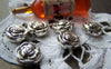 Accessories - 20 Pcs Antique Silver Rondelle Rose Flower Beads 11mm Double Sided A1120