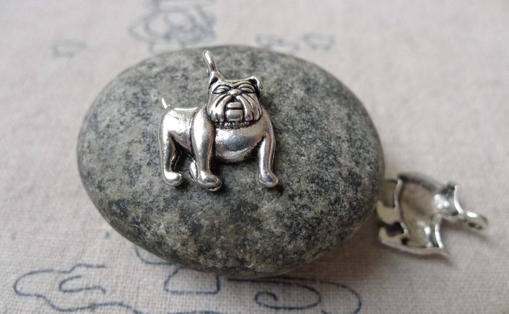 Accessories - 20 Pcs Antique Silver Shar Pei Dog Charms 12x17mm A6852