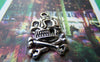 Accessories - 20 Pcs Antique Silver Skull And Crossbones Charms 15x25mm A1565