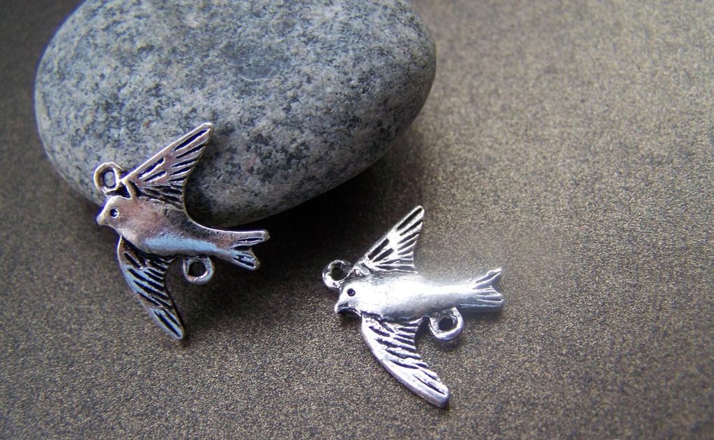 Accessories - 20 Pcs Antique Silver Swallow Bird Connector Charms 16x21mm A836