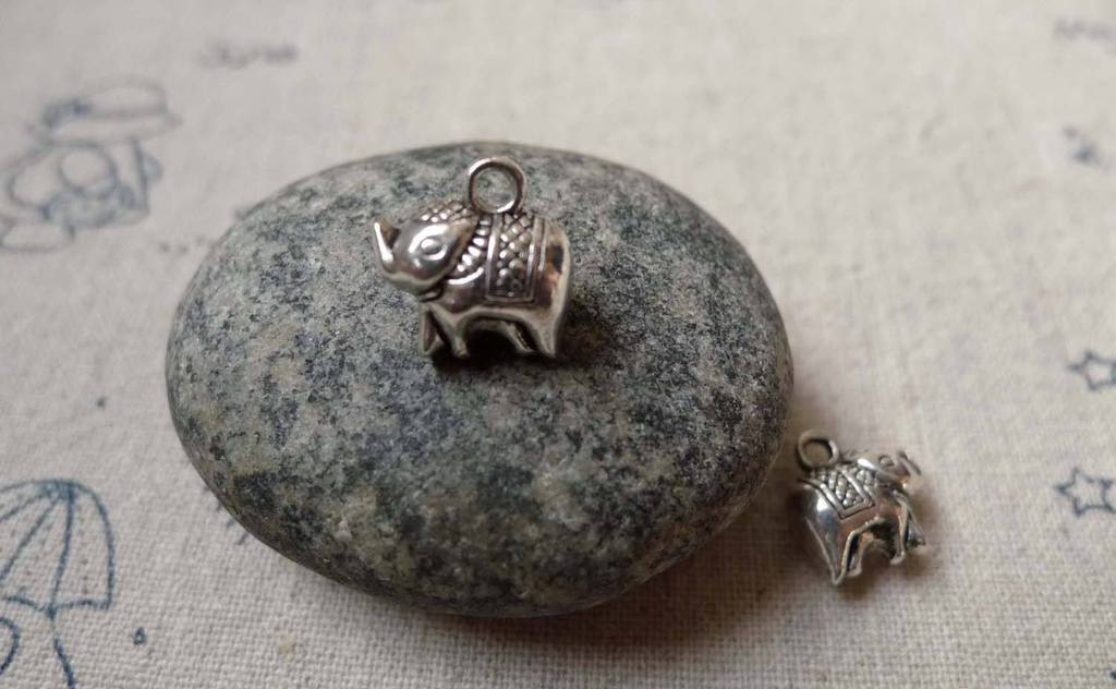 Accessories - 20 Pcs Antique Silver Tiny 3D Elephant Charms 8x11mm A6421