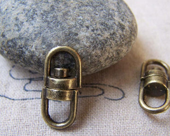 Accessories - 20 Pcs Antiqued Bronze Swivel Key Ring Connectors Double Loops 18x20mm A5597