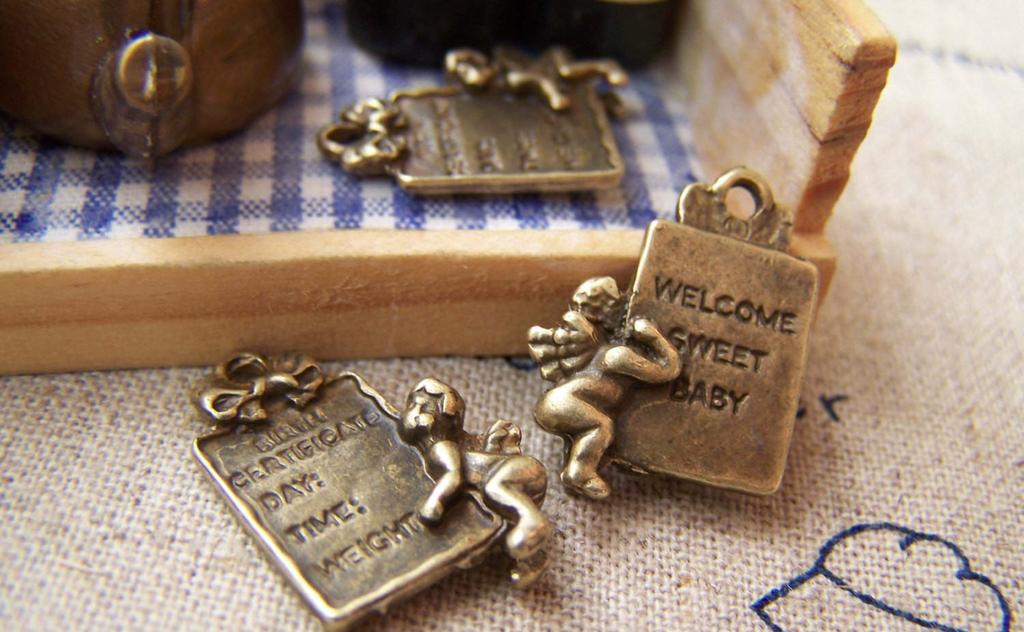 Accessories - 20 Pcs Baby Birth Angel Pendants Retro Charms 15x20mm A1959