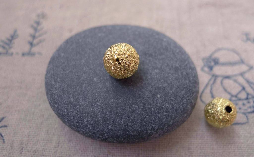 Accessories - 20 Pcs Gold Plated Sand Star Dust Beads Texured Beads 8mm A7379