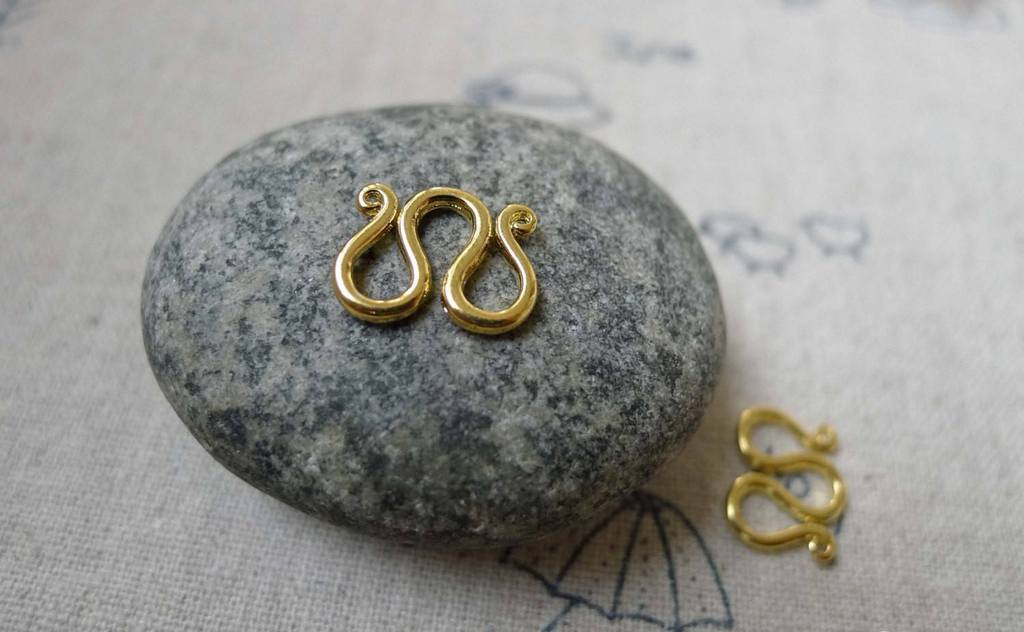 Accessories - 20 Pcs Gold Tone Brass M Bail Clasps Chain End Connector 10x13mm A6147