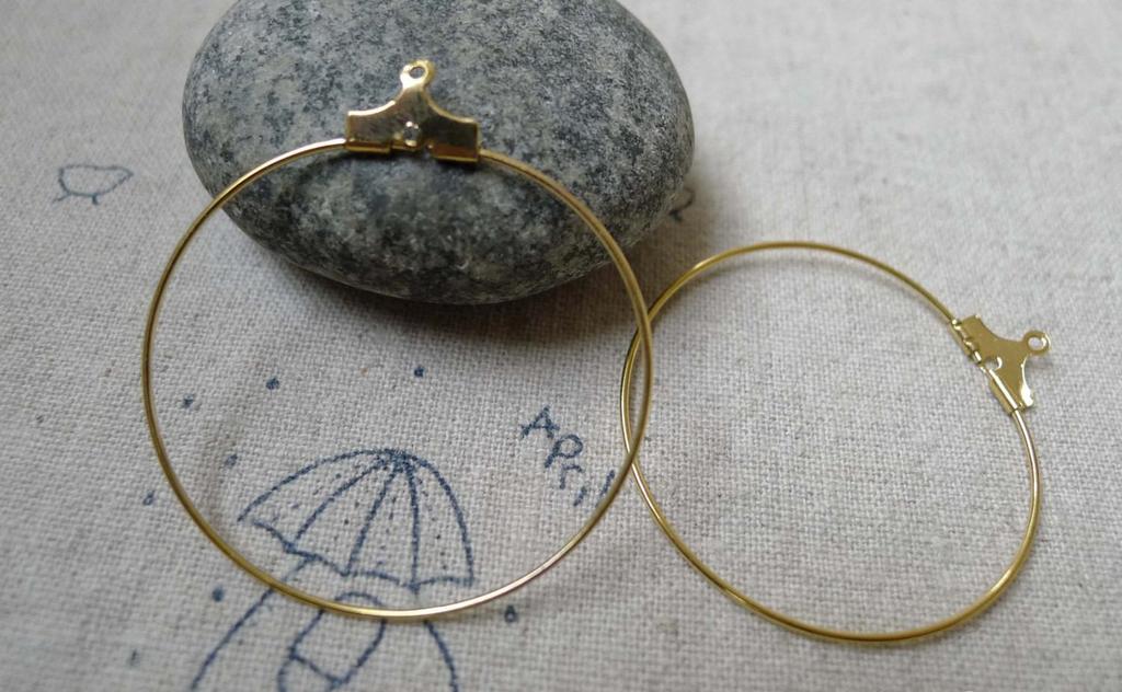 Accessories - 20 Pcs Gold Tone Earwire Round Earring Hoops 35mm A6138
