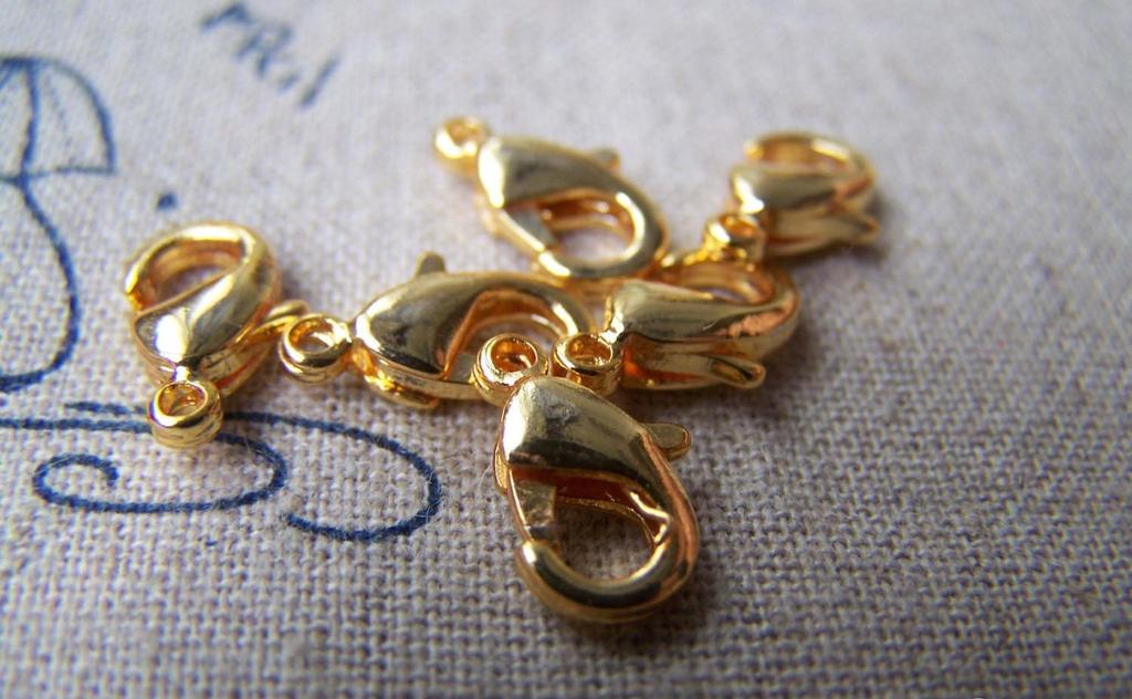 Accessories - 20 Pcs Non Tarnish 16K Gold Finish Brass Lobster Claw Clasps 6x12mm A3424