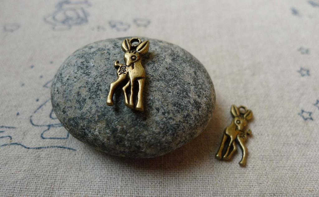 Accessories - 20 Pcs Of Antique Bronze 3D Deer Charms 7x19mm Double Sided A5553