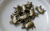 Accessories - 20 Pcs Of Antique Bronze 3D Pig Charms 16x21mm A6104