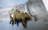 Accessories - 20 Pcs Of Antique Bronze 3D Pig Charms 16x21mm A6104