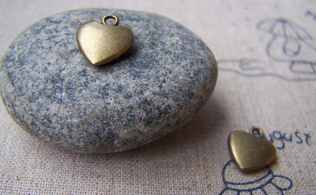 Accessories - 20 Pcs Of Antique Bronze 3D Smooth Heart Charms 10x12mm A1500